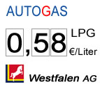 aktueller Gaspreis: 0,58 Euro
